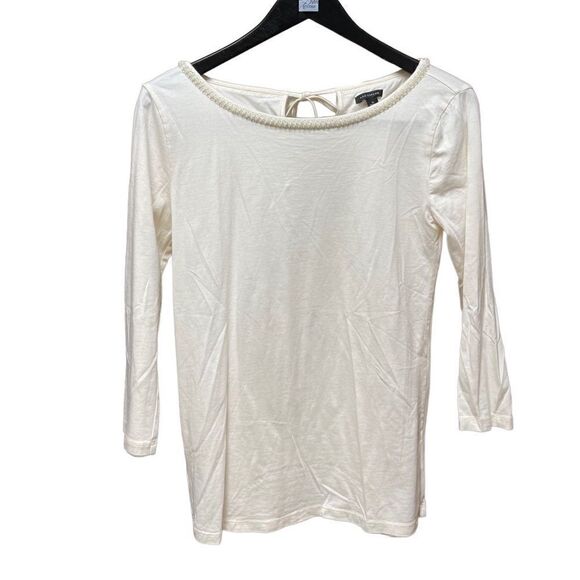 🌟 Ann Taylor Pearl Neck Long Sleeve Top - Picture 1 of 2